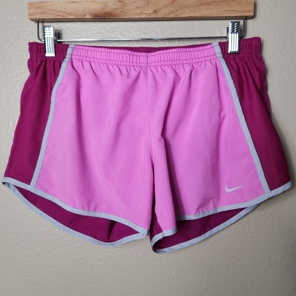 Nike Womens Dri-Fit Pink Colorblock Running Active Shorts w/Liner-Size S